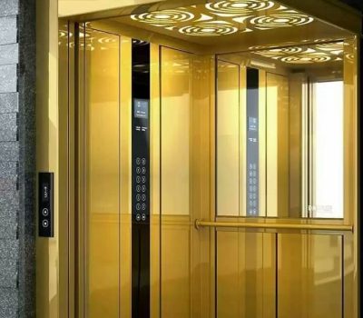 passenger elevator with gold finish
